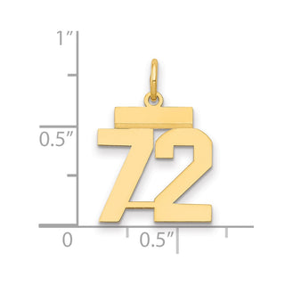 14k Yellow Gold Small Polished Number 72 Charm LS72