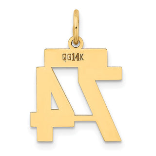 14k Yellow Gold Small Polished Number 74 Charm LS74