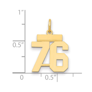 14k Yellow Gold Small Polished Number 76 Charm LS76