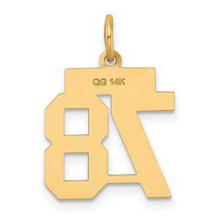14k Yellow Gold Small Polished Number 78 Charm LS78