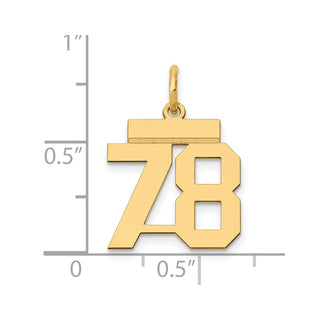 14k Yellow Gold Small Polished Number 78 Charm LS78