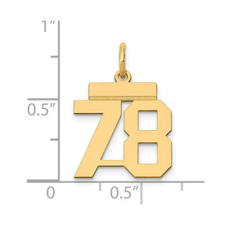 14k Yellow Gold Small Polished Number 78 Charm LS78