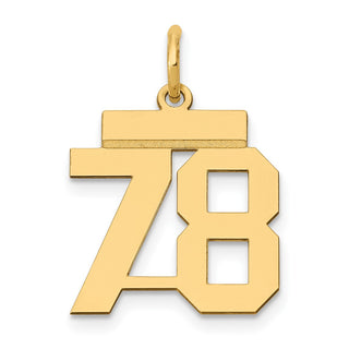 14k Yellow Gold Small Polished Number 78 Charm LS78