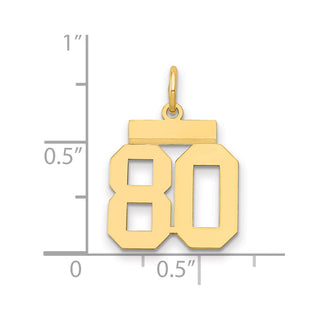 14k Yellow Gold Small Polished Number 80 Charm LS80