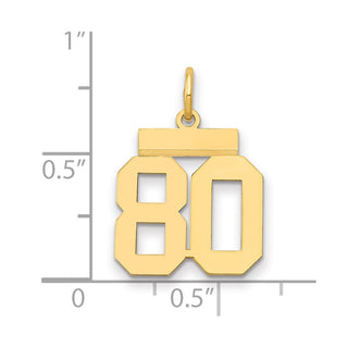 14k Yellow Gold Small Polished Number 80 Charm LS80