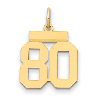 14k Yellow Gold Small Polished Number 80 Charm LS80