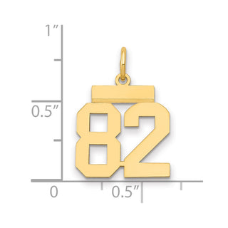 14k Yellow Gold Small Polished Number 82 Charm LS82