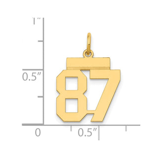 14k Yellow Gold Small Polished Number 87 Charm LS87