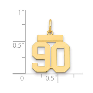 14k Yellow Gold Small Polished Number 90 Charm LS90