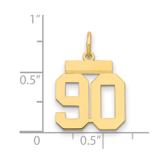 14k Yellow Gold Small Polished Number 90 Charm LS90