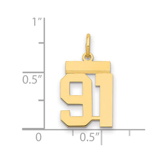 14k Yellow Gold Small Polished Number 91 Charm LS91