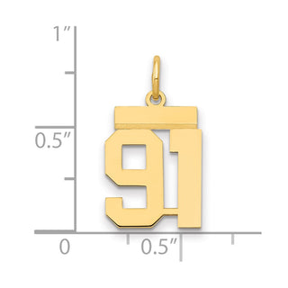 14k Yellow Gold Small Polished Number 91 Charm LS91