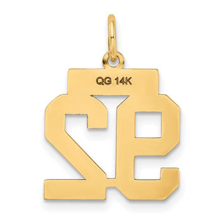 14k Yellow Gold Small Polished Number 92 Charm LS92