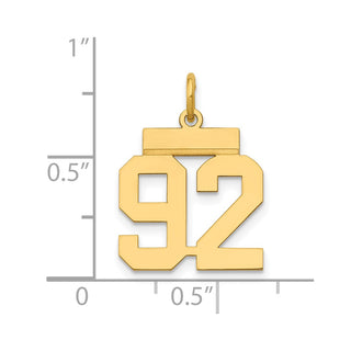 14k Yellow Gold Small Polished Number 92 Charm LS92