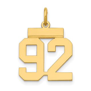 14k Yellow Gold Small Polished Number 92 Charm LS92