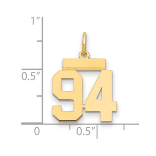 14k Yellow Gold Small Polished Number 94 Charm LS94