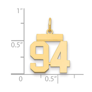 14k Yellow Gold Small Polished Number 94 Charm LS94