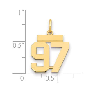 14k Yellow Gold Small Polished Number 97 Charm LS97