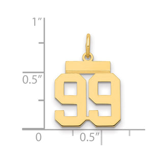 14k Yellow Gold Small Polished Number 99 Charm LS99