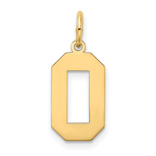 14k Yellow Gold Medium Satin Number 0 Charm