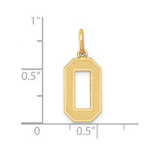 14k Yellow Gold Medium Satin Number 0 Charm