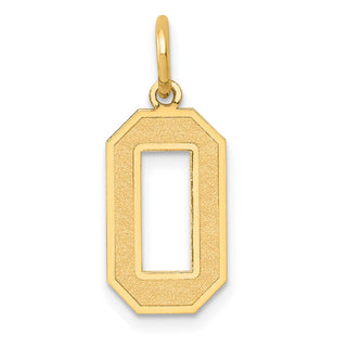 14k Yellow Gold Medium Satin Number 0 Charm