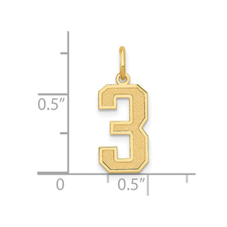 14k Yellow Gold Medium Satin Number 3 Charm