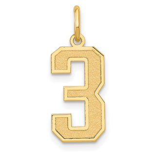 14k Yellow Gold Medium Satin Number 3 Charm
