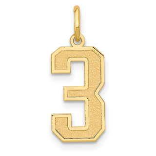 14k Yellow Gold Medium Satin Number 3 Charm