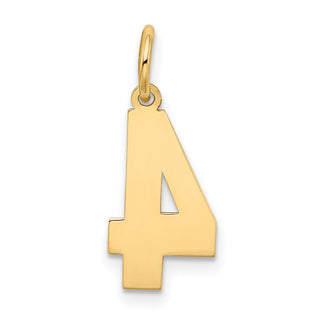 14k Yellow Gold Medium Satin Number 4 Charm
