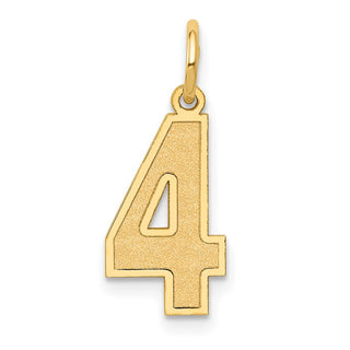 14k Yellow Gold Medium Satin Number 4 Charm