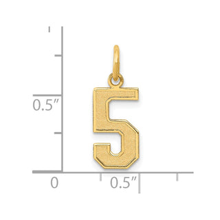 14k Yellow Gold Medium Satin Number 5 Charm