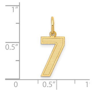 14k Yellow Gold Medium Satin Number 7 Charm