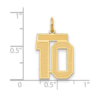 14k Yellow Gold Medium Satin Number 10 Charm