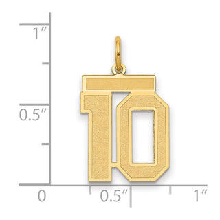 14k Yellow Gold Medium Satin Number 10 Charm