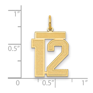 14k Yellow Gold Medium Satin Number 12 Charm