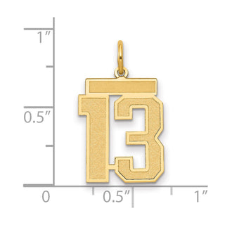 14k Yellow Gold Medium Satin Number 13 Charm