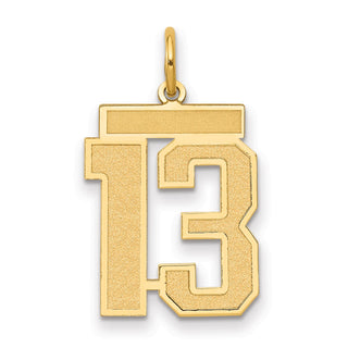 14k Yellow Gold Medium Satin Number 13 Charm
