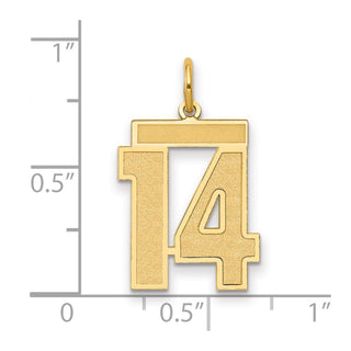 14k Yellow Gold Medium Satin Number 14 Charm