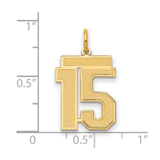 14k Yellow Gold Medium Satin Number 15 Charm