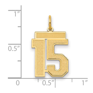 14k Yellow Gold Medium Satin Number 15 Charm