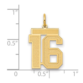 14k Yellow Gold Medium Satin Number 16 Charm