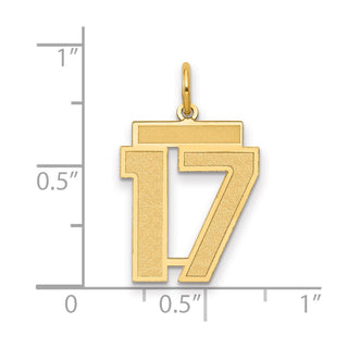14k Yellow Gold Medium Satin Number 17 Charm