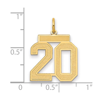 14k Yellow Gold Medium Satin Number 20 Charm