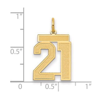 14k Yellow Gold Medium Satin Number 21 Charm