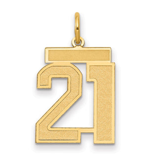 14k Yellow Gold Medium Satin Number 21 Charm