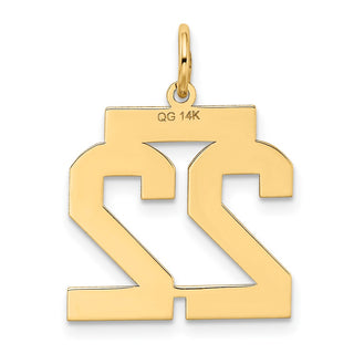 14k Yellow Gold Medium Satin Number 22 Charm