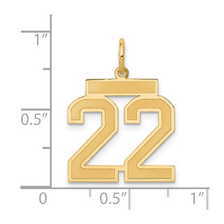 14k Yellow Gold Medium Satin Number 22 Charm
