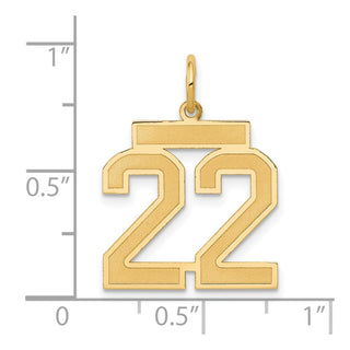 14k Yellow Gold Medium Satin Number 22 Charm
