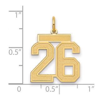 14k Yellow Gold Medium Satin Number 26 Charm